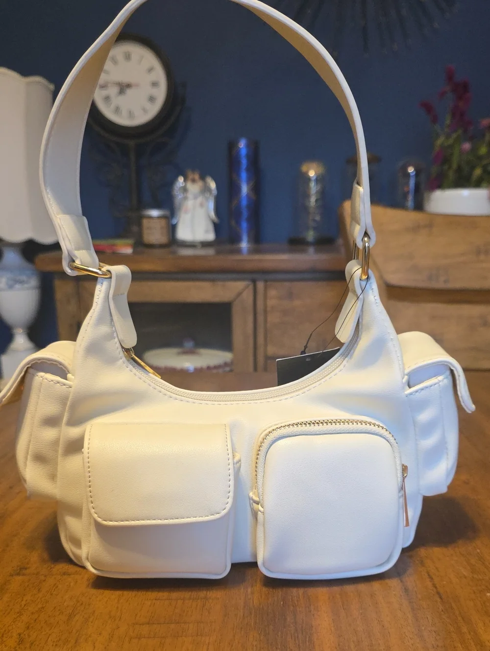 Forever 21 NWT Cream Multi-Pocket Shoulder Bag